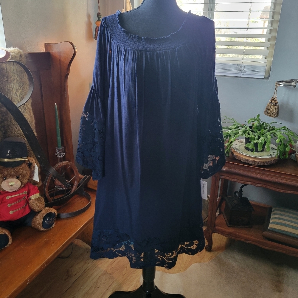 Elegant DressBarn  Navy Blue Lace Dress